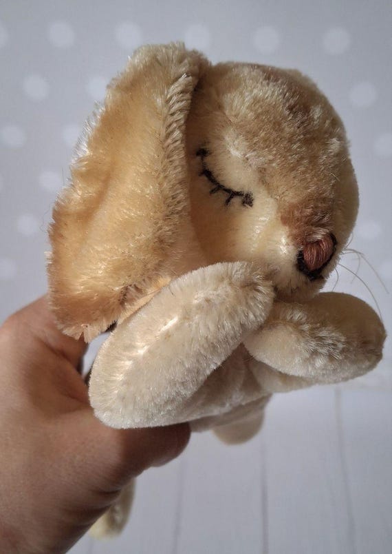 Rare Vintage Steiff SLEEPING Hansi Rabbit 7317 Mohair Floppy