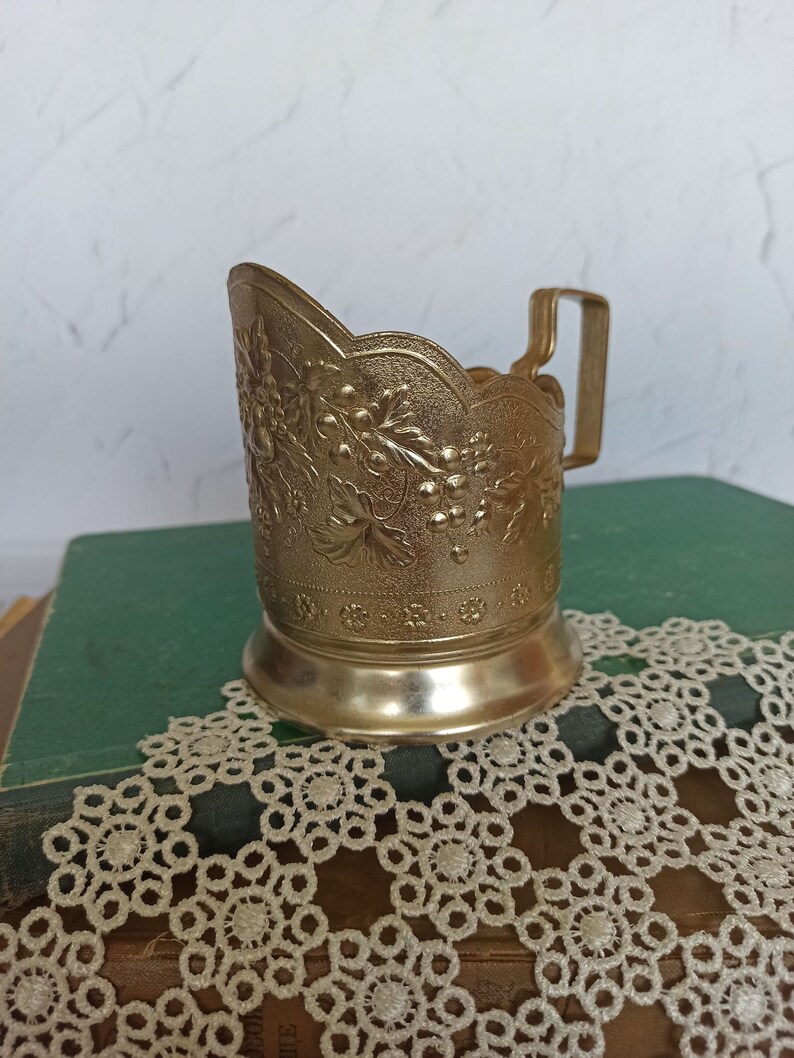 Vintage Soviet Tea Glass Holder Vintage Home decor Russian Podstakannik USSR 1980's image 6