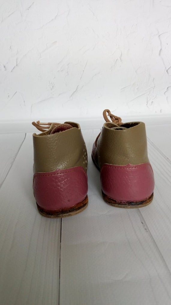 Leather Kids boots Pink Vintage Leather Baby Boot… - image 7