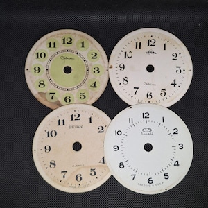 Lote de 4 esferas de reloj vintage, proyectos de arte Steampunk, esferas de reloj despertador de la URSS, esferas de reloj despertador de metal de forma redonda.