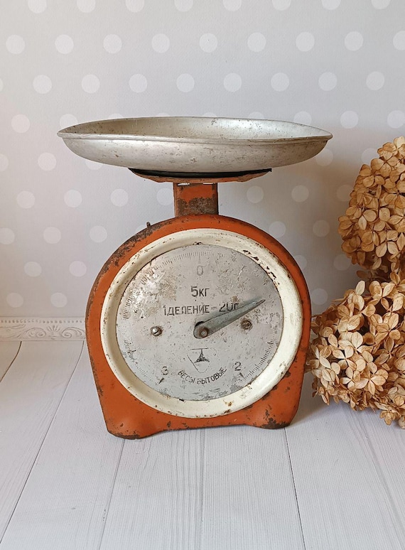 Vintage Metal Kitchen Weighing Scale Red Antique Scales of the