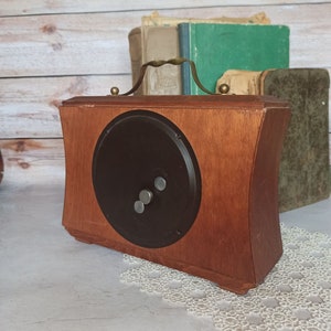 Vintage 70s Vintage Home decor Retro Clock the USSR Vintage decor Wooden mantel clock Suitcase table clock Mechanical desk wind up clock image 6