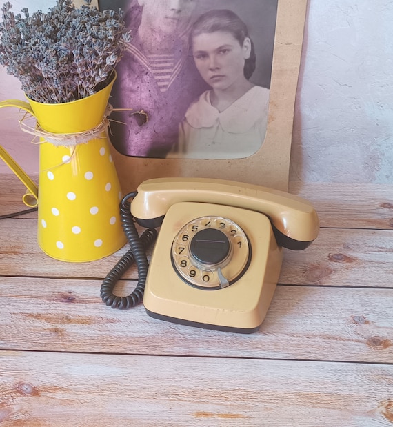 MCHEETA Rotary Phone, Retro Drehwahltelefon, 80er Jahre Vintage Altes Telefon Für Festnetz, Schnurgebundene Festnetztelefone Für Zuhause, Gelb