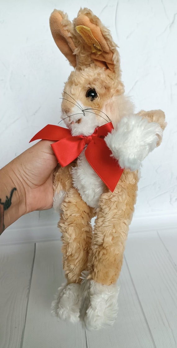 シュタイフ Steiff ポンポンうさぎ ヴィンテージ ぬいぐるみ 白×ピンク