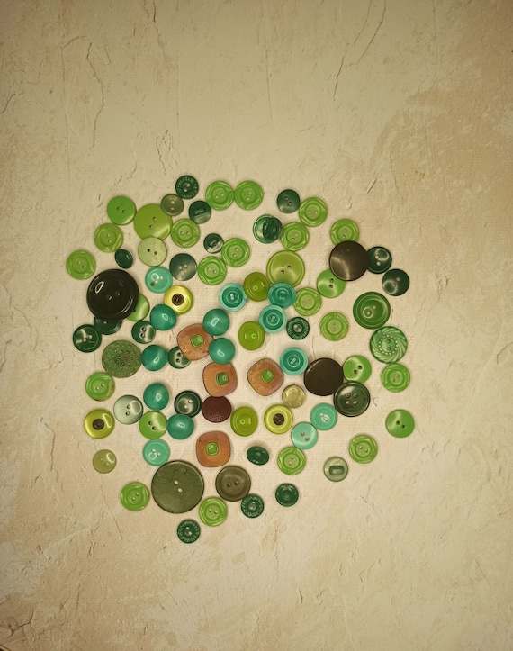 Sewing buttons antique set, vintage scrapbook craft supplies, retro plastic assorted lot, doll making