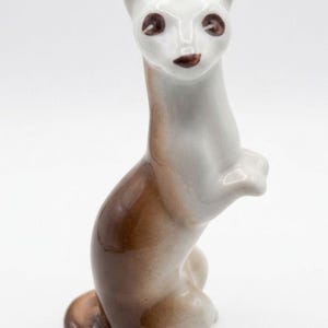 Vintage-Porzellanfigur Wiesel, glasiertes Porzellan, Vintage-Wohndekoration, minimalistische Kinderzimmerdekoration, Waldtier Bild 2