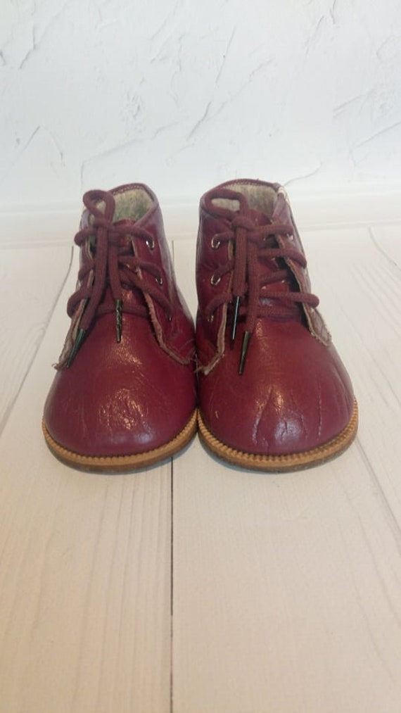 Leather Kids boots Vintage Leather Baby Boots Sov… - image 6