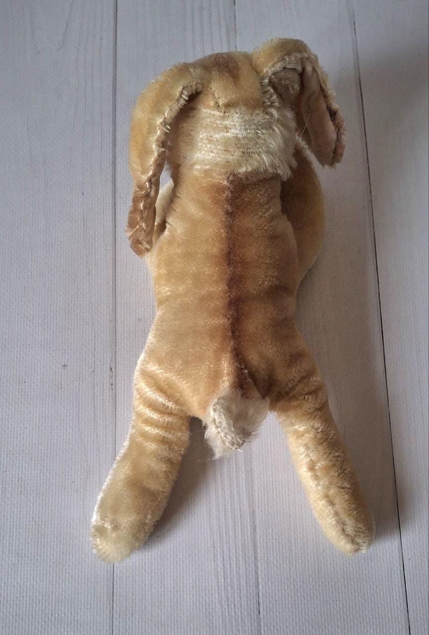 Rare Vintage Steiff SLEEPING Hansi Rabbit 7317 Mohair Floppy