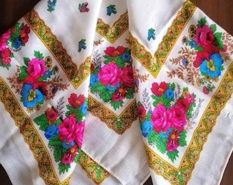 Kwiatowy szalik Szal Pashmina Szal damski Boho folk etniczny Ukraiński szal Rosyjski Szalik szal Kwiatowy szalik na głowę Damski szalik na prezent