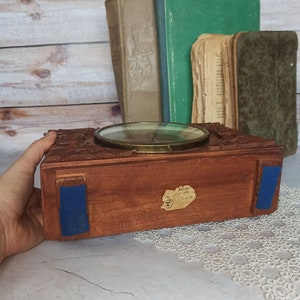 Vintage 70s Vintage Home decor Retro Clock the USSR Vintage decor Wooden mantel clock Suitcase table clock Mechanical desk wind up clock image 4