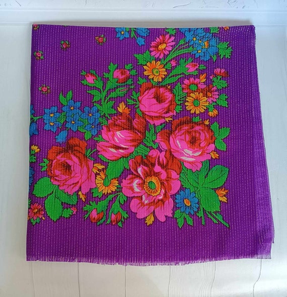 Vintage Floral shawl Lilac scarf Pashmina Woman's… - image 4