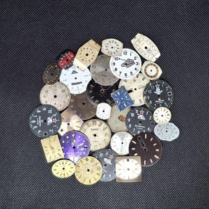 Vintage watch faces, Set of 30+ watch faces USSR, watches dials, supply dials, Old Vintage watch parts, steampunk supplies