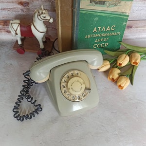 Old phone Desk phone Dial disc phone Telephone USSR Vintage Home decor Vintage telephone Retro office decor
