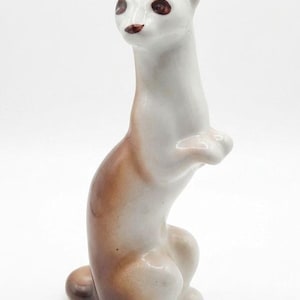 Vintage-Porzellanfigur Wiesel, glasiertes Porzellan, Vintage-Wohndekoration, minimalistische Kinderzimmerdekoration, Waldtier Bild 5