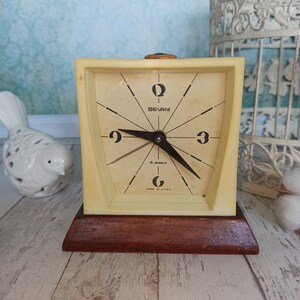 Retro Clock the USSR Vintage decor Soviet alarm clock Vintage 60s Vintage Home decor Turquoise table clock Mechanical desk wind up clock image 2
