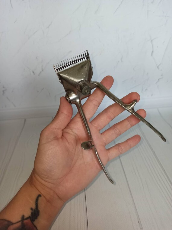 Set Soviet Mechanical Hair Trimmer Vintage Barber Clipper