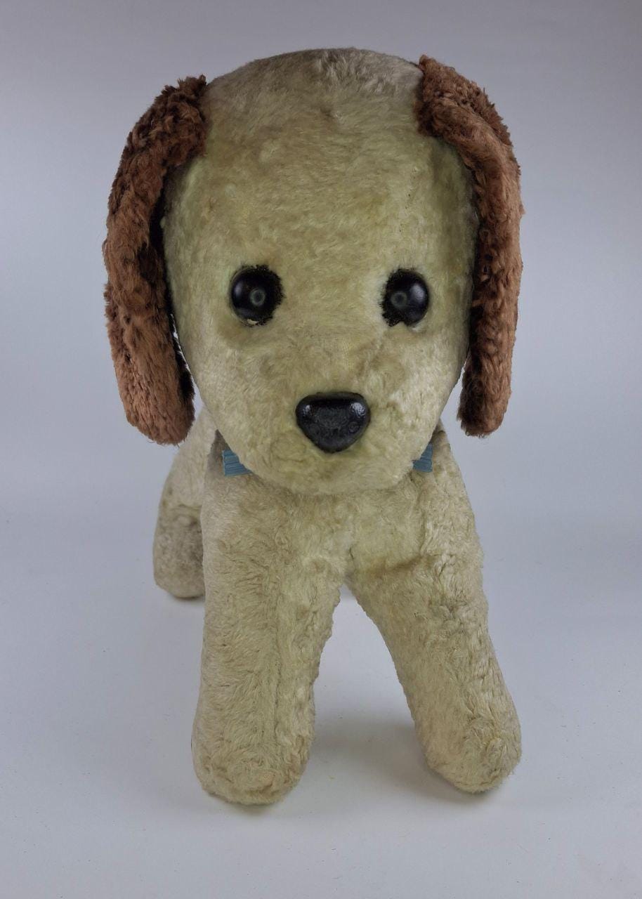 Antique Soviet Toy Dog USSR Vintage Decor 50s Dog Plush Toy