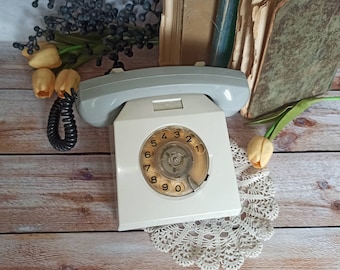 Vintage Telephone Vintage Home Decor Desktop Grey Telephone Dial Rotary Telephone DDR Phone Antique Telephone Retro Office Decor