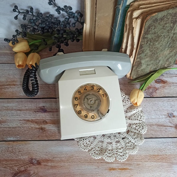 Vintage Telephone Vintage Home Decor Desktop Grey Telephone Dial Rotary Telephone DDR Phone Antique Telephone Retro Office Decor