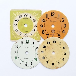 4pcs. Vintage Clock Faces Steampunk Art Craft Projects Cardboard Clock Fronts Square Round Shaped Carton Alarm Clock