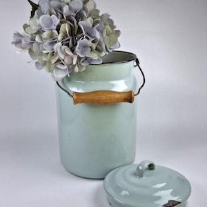 Decoración de cocina campestre, bote de leche esmaltado de la URSS, florero de metal retro, decoración vintage para el hogar, esmaltado rústico, bote de leche antiguo