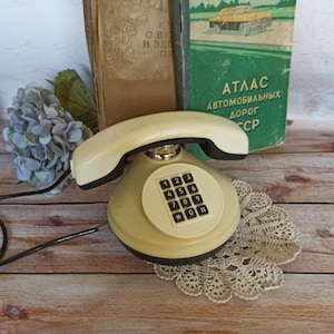 Vintage telephone  Retro office decor Old phone Vintage Home decor Desk phone Dial disc phone Telephone USSR
