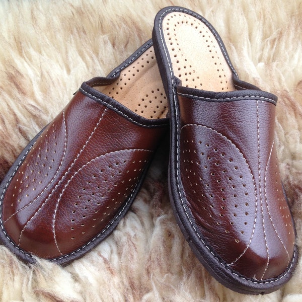 Leder Hausschuhe Pantoffeln für Männer, handgemachte marokkanische Babouche Schuhe, Hausschuhe Pantoffeln, Barfußschuhe, Innen Warme Slides
