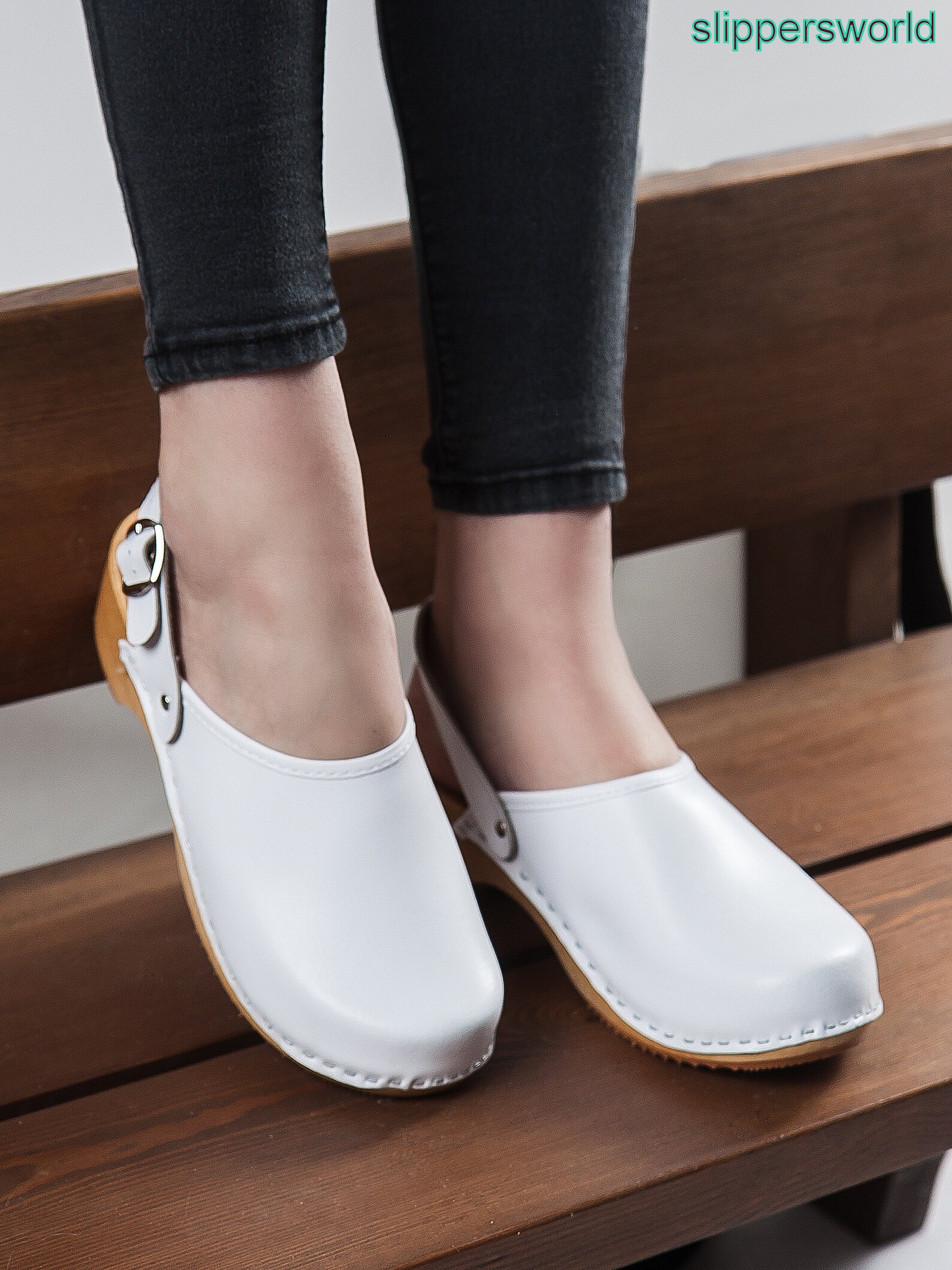 Swedish Wooden Clogs for Women White Leather Women Clogs Etsy UK
