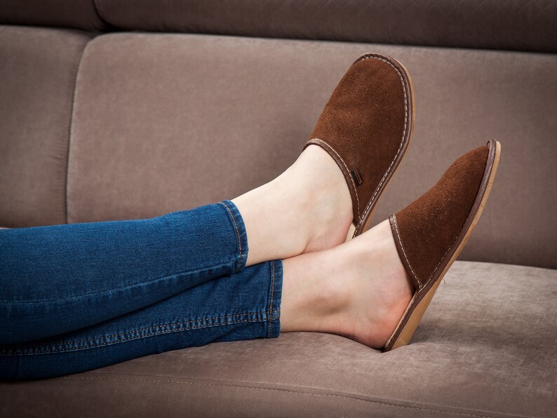 Women's Handmade Leather Slippers Warmweather House Etsy