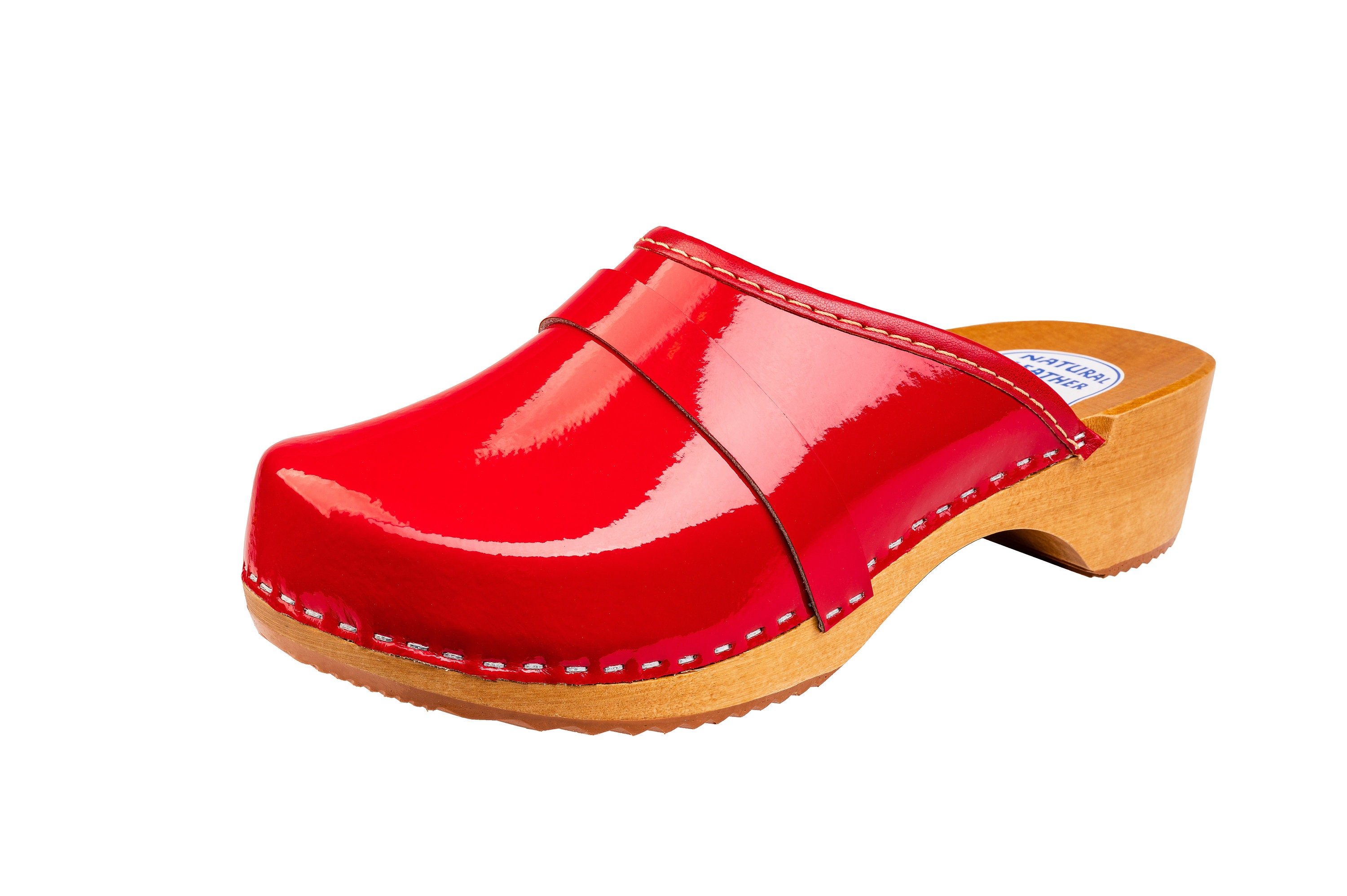 Women's Leather Swedish Clogs / Red Leather Clogs / - Etsy