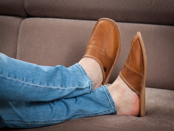 leather scuff slippers