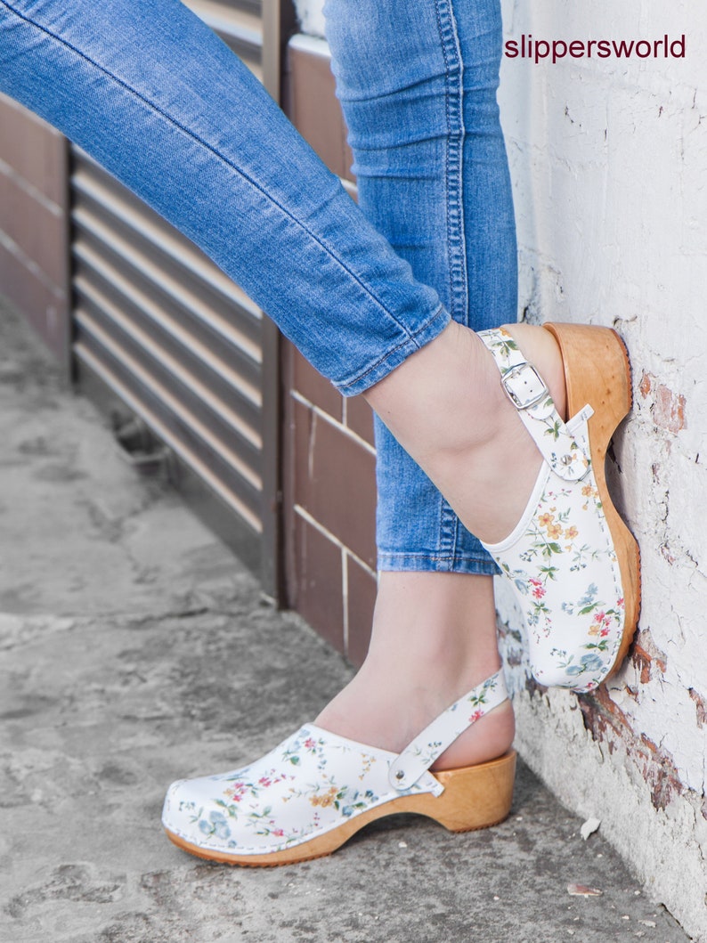 clogs with heel strap