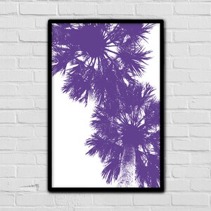 Fun Art Modern Wall Art Sophisticated Purple Art Print Digital Download Printable picture Tropical Decor Print Set Palms image 1