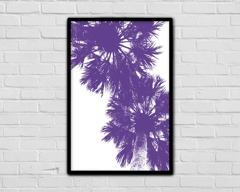 Fun Art Modern Wall Art Sophisticated Purple Art Print Digital Download Printable picture Tropical Decor Print Set Palms image 1