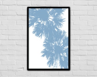 Trendy Art - Printable Download - Tropical Print - Palm Tree Graphic - Light Blue - Print Set - Instant Download - Fun Prints - Two Tone