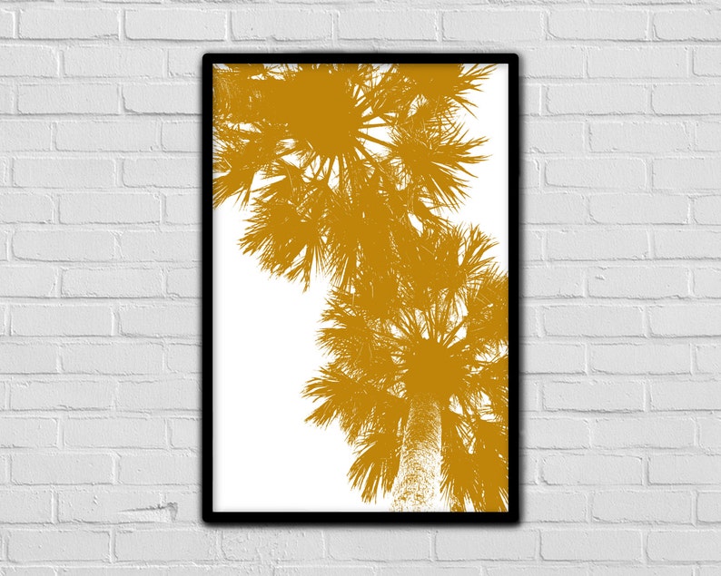 Tropical Wall Art Trendy Print Instant Download Digital Art Palm Tree Print Wall Art Graphics Yellow Print Set Modern Design image 1