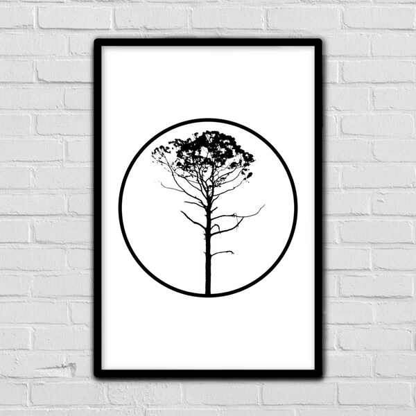 Minimalist Art - Printable Art - Nature print - Black and white - Graphic print - Wall art - Home decor - Tree silhouette - Digital print