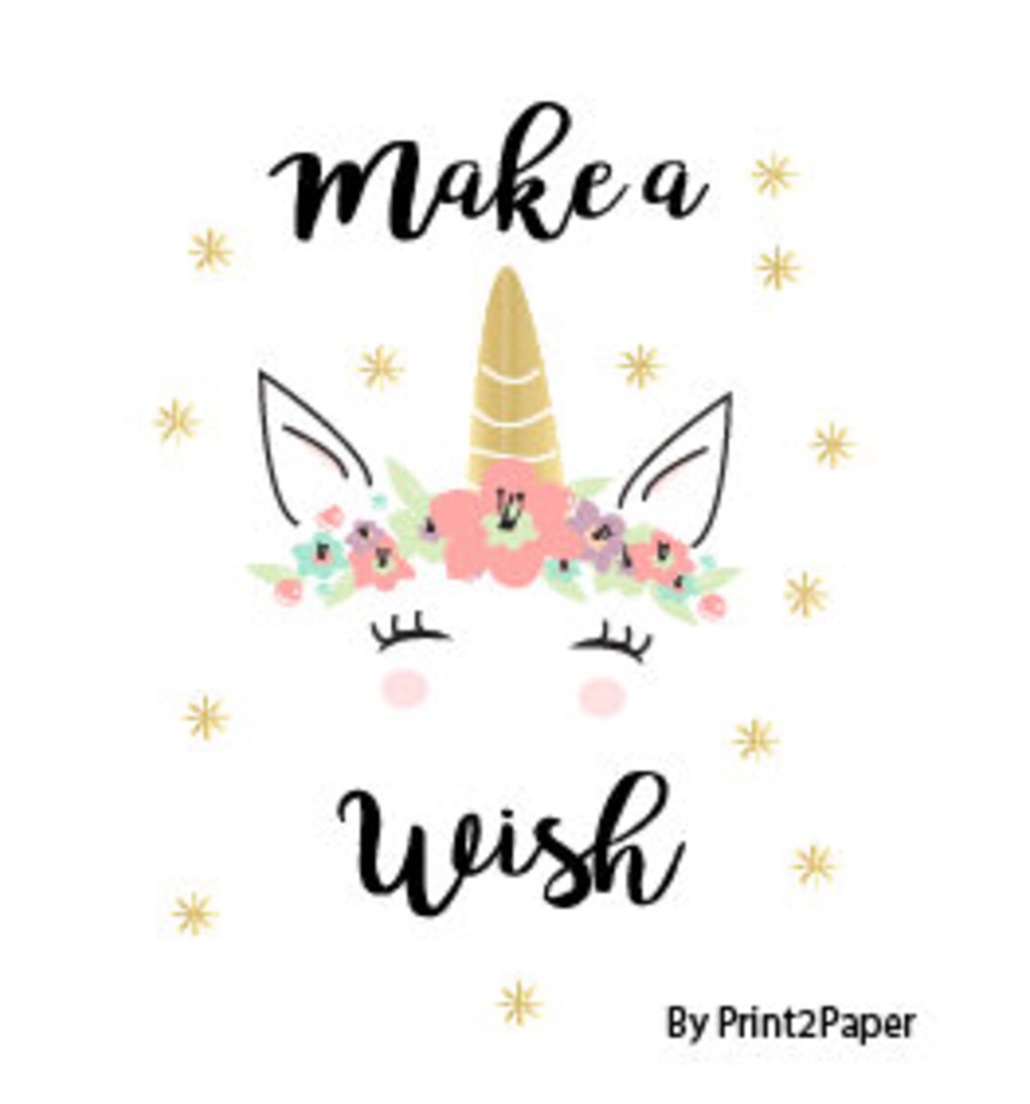 Unicorn Make A Wish Digital Download, Unicorn Digital File, Unicorn Kids Bedroom Decor Etsy