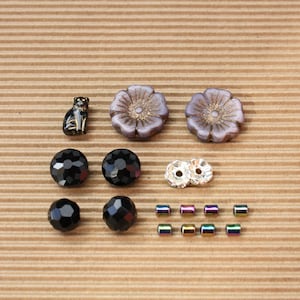Designer Black Violet Bead Bundle Czech Glass Hibiscus Black Cat Crystal Soup Mix Match DIY Loose Jewelry