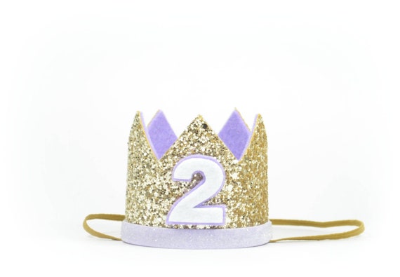Gold and Lavender Birthday Crown Choose Your Color Silver Crown Gold Glitter 2nd 3rd Birthday Crown Girls Gold 1st Birthday Crown