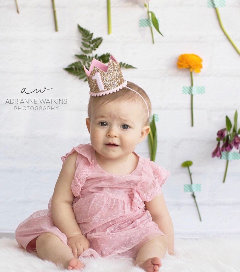 1st Birthday Girl Outfit Pink And Gold 1st Birthday Crown Etsy