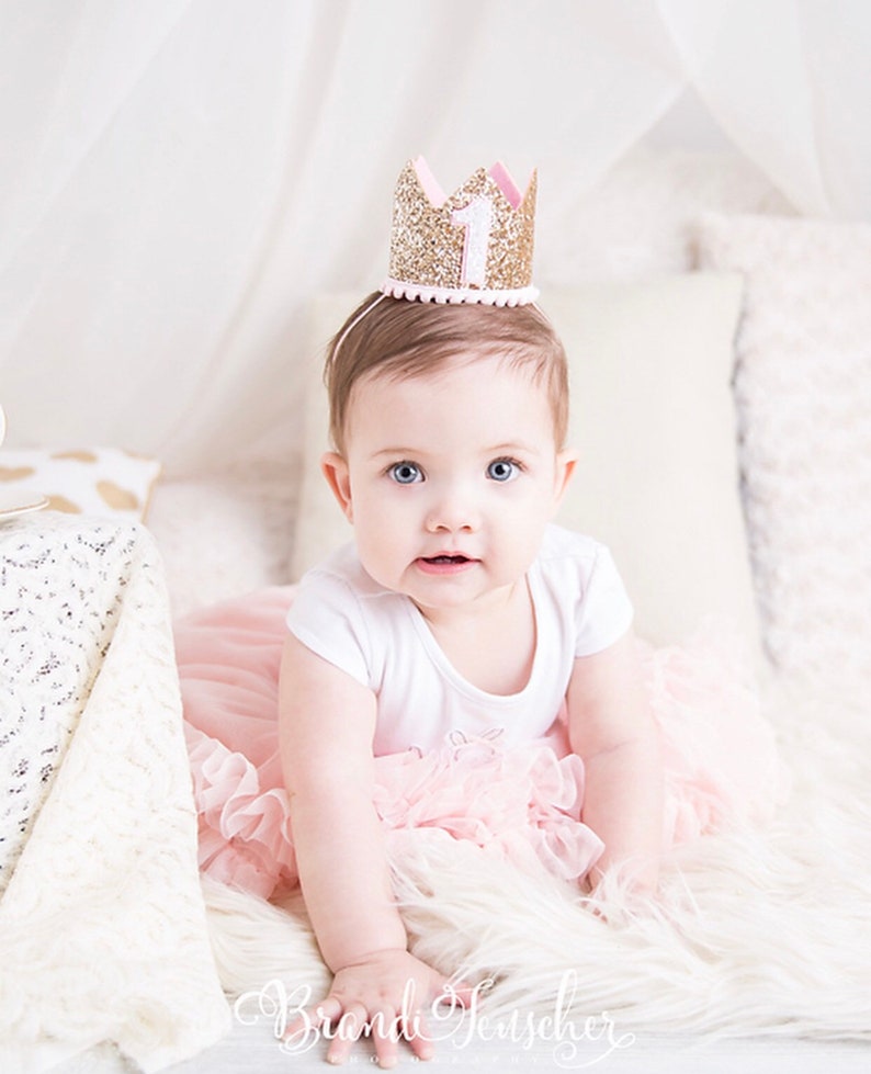 1st Birthday Girl Outfit Pink And Gold 1st Birthday Crown Etsy