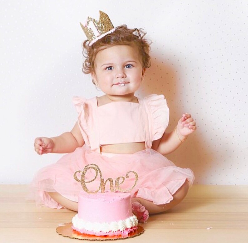1st Birthday Girl Outfit Pink And Gold 1st Birthday Crown Etsy