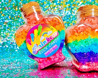 Rainbow Rock Candy Scented Bath Salts - Bath Salts - Pride Gift - Bath Soak - Bubble Bath - Bath Scrub - Rainbow Inspired!