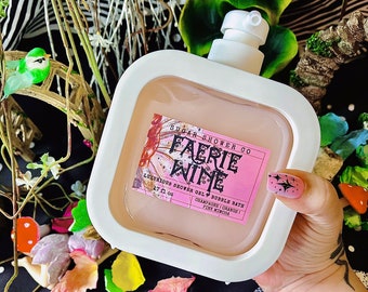 Faerie Wine Lujoso gel de ducha y baño de burbujas - ¡Tamaño gigante! Gel de baño - Baño - Limpiador - Jabón de vino de hadas - Jabón de hadas