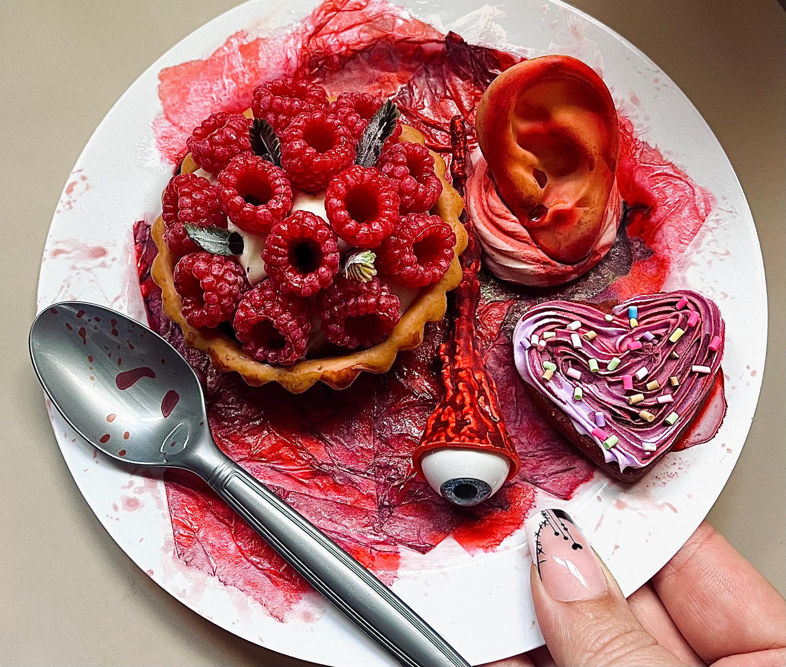 Horror Raspberry Raspberry Rage Tart Gore Plate - Horror Decor, Faux Food - Etsy