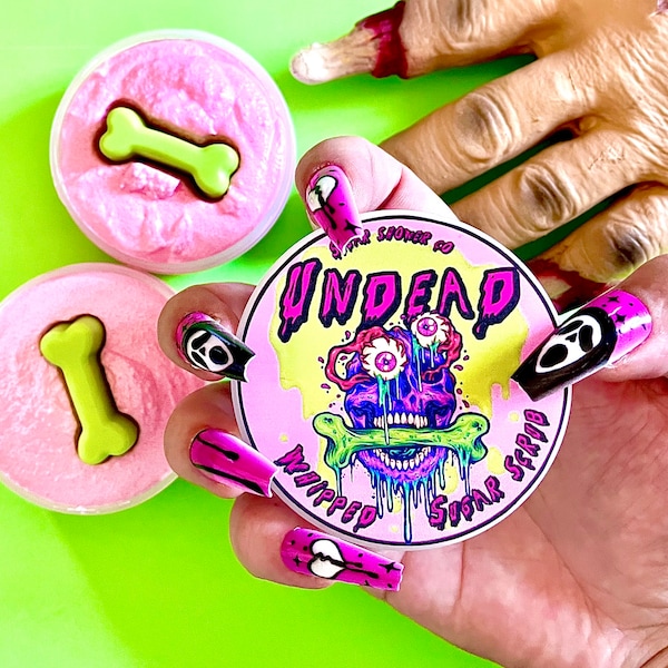 Undead Whipped Sugar Scrub With Mini Soap - Whipped Scrub - Sugar Scrub - Zombie Soap - Halloween Sugar Scrub - Halloween Soap