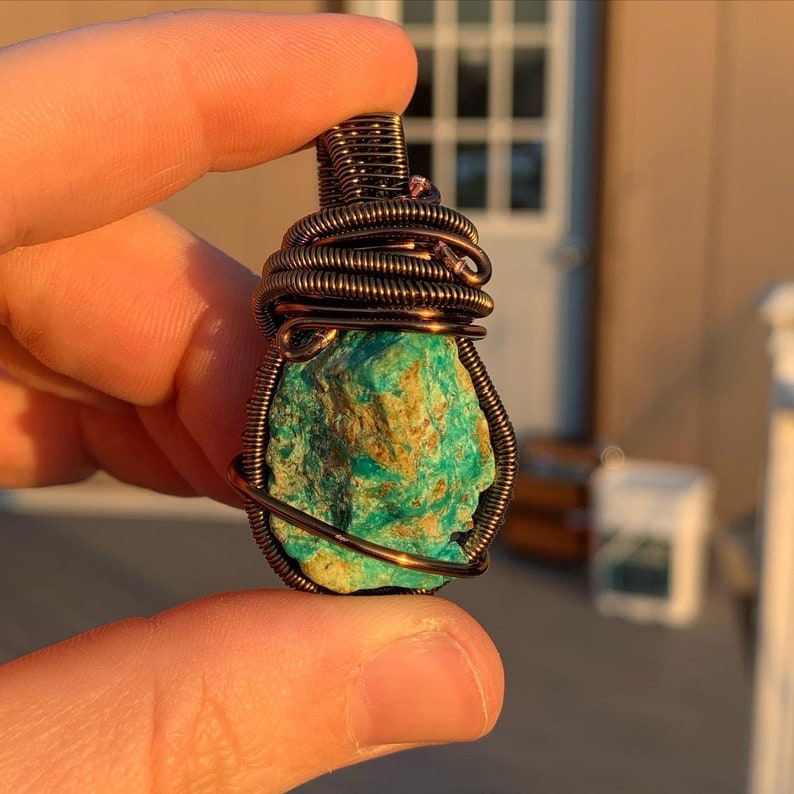 Chrysocolla Wire Wrap Necklace