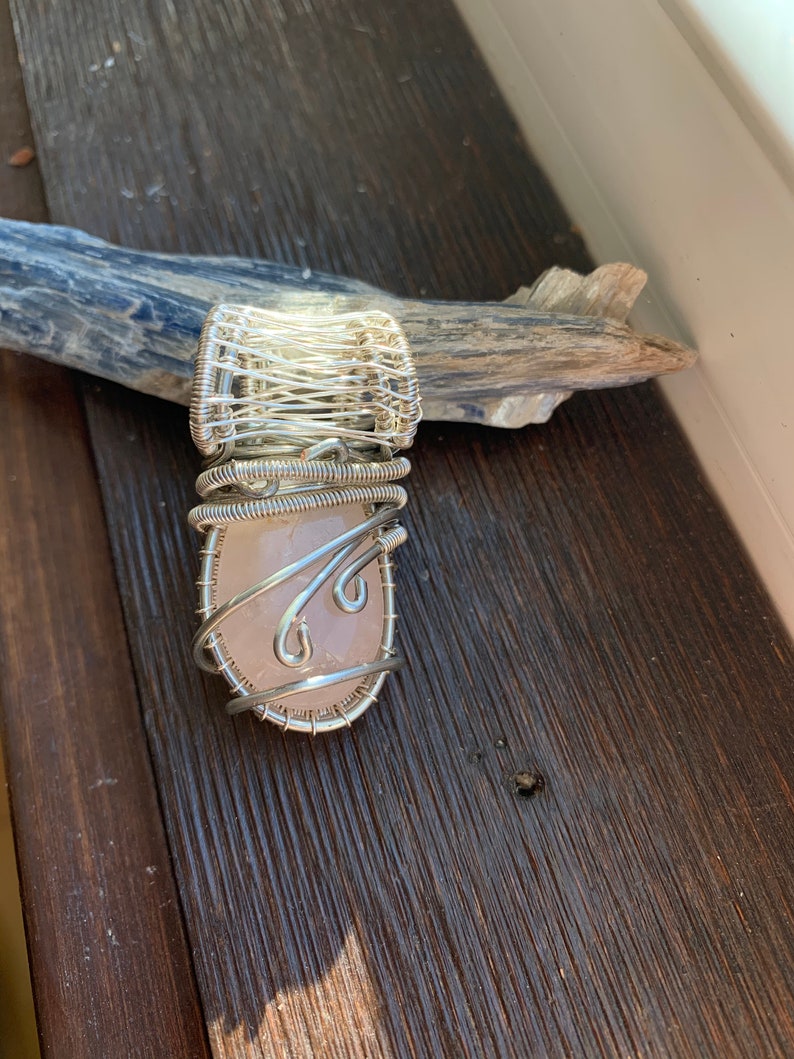 Rose Quartz Wrapped in Silver Wire