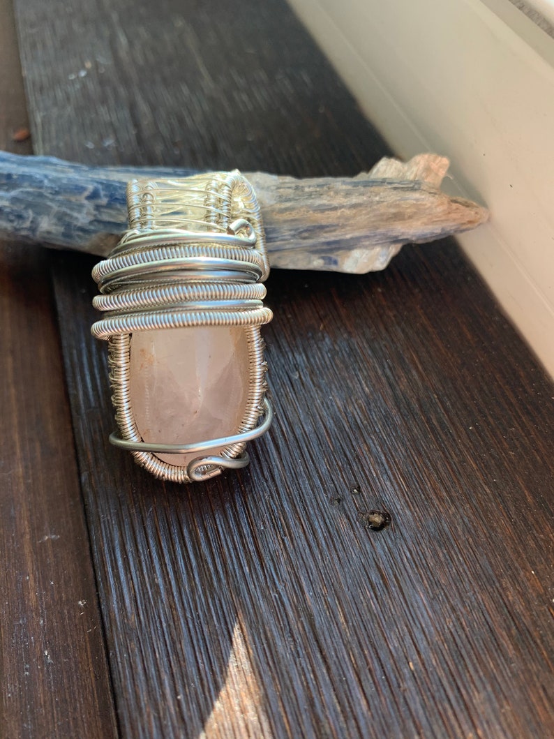 Rose Quartz Wrapped in Silver Wire